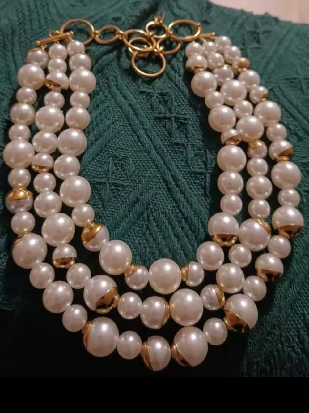 White Multi-Strand Pearl Collar Necklace